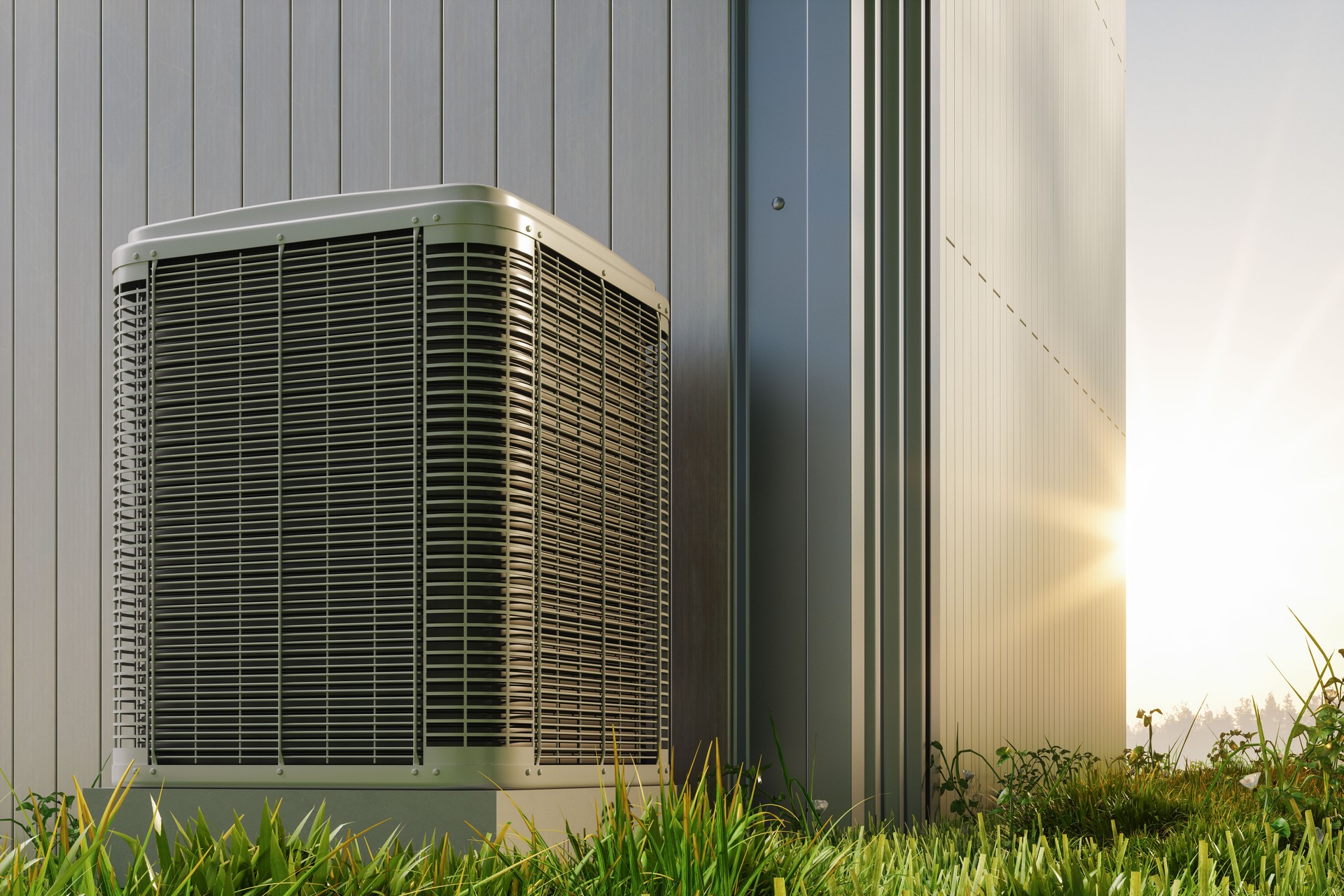 Close-up Of Building Exterior With Air Heat Pump
